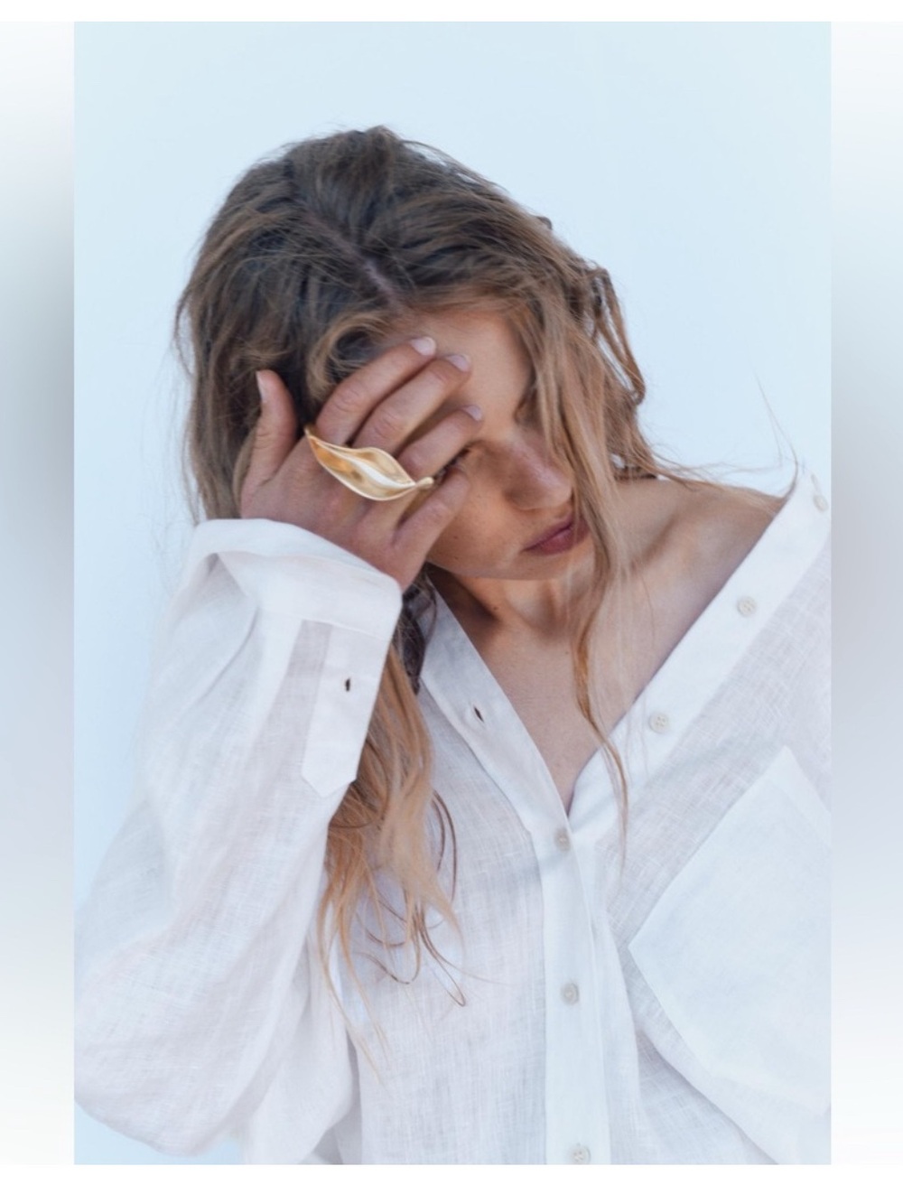 Zara Gold Leaf Statement Ring
